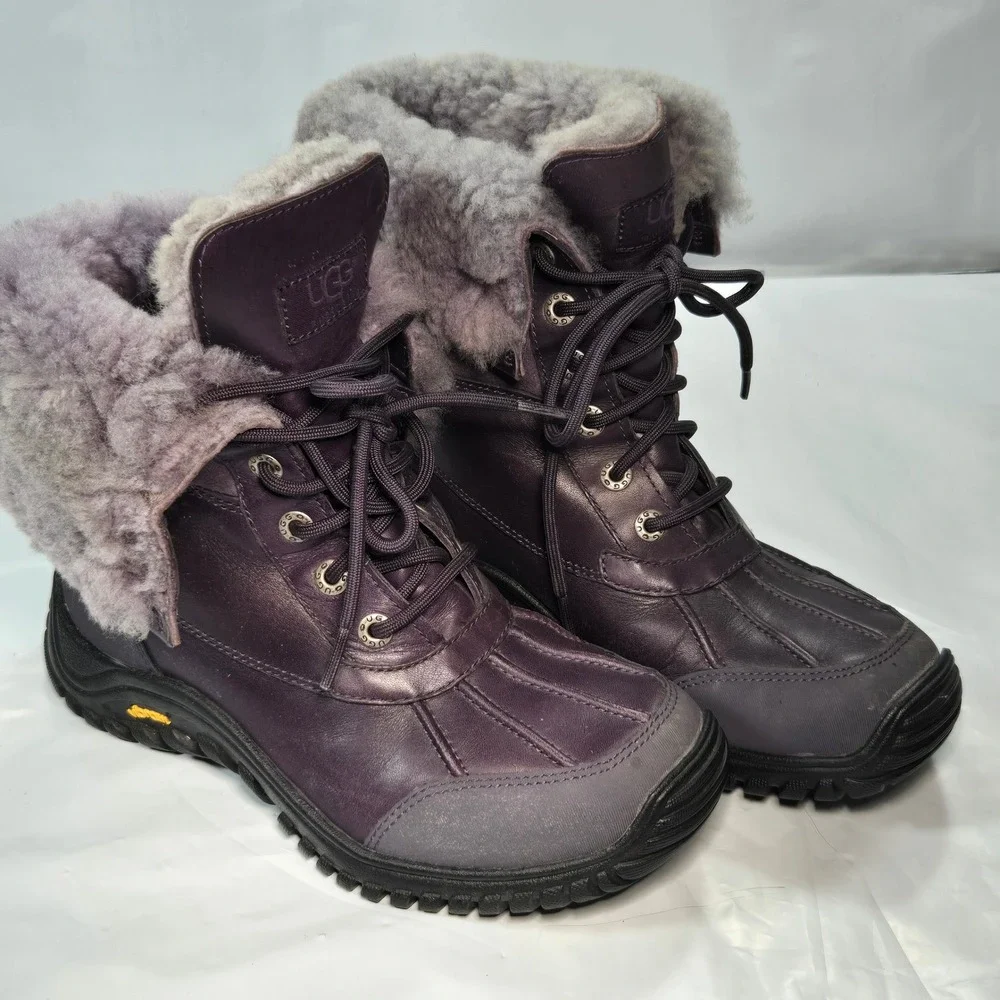 UGG Adirondack II Purple Leather Suede Winter Boots Vibram Sole 1909 Womens 6